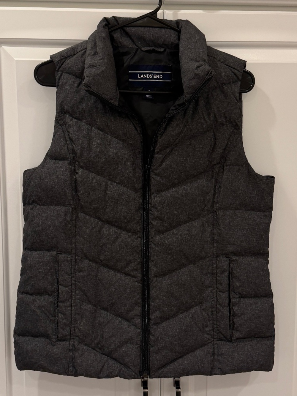 Lands' End Charcoal Gray Quilted Down Puffer Vest - Size S (6-8)